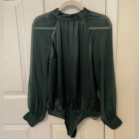 Abercrombie Long Sleeve High Neck Dark Green Body Suit - Size S - Picture 2 of 7